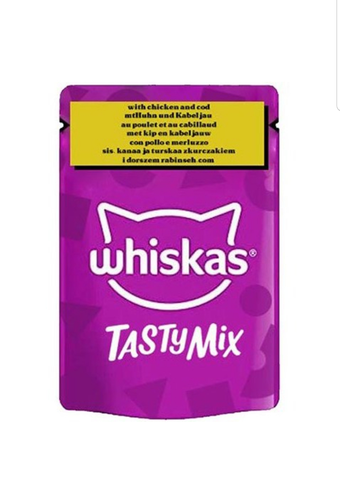 پوچ گربه ویسکاس تیستی میکس با طعم مرغ و ماهی کاد در سس وزن 85 گرم