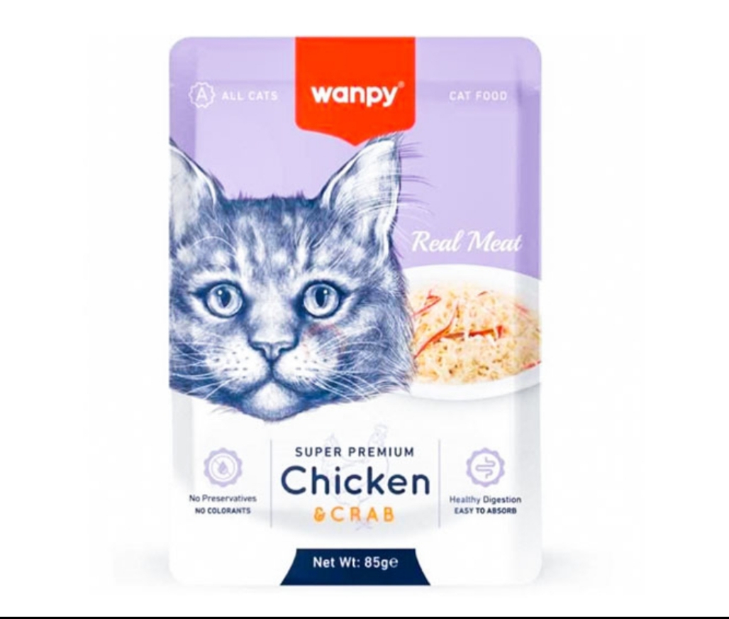 پوچ ونپی گربه طعم مرغ و خرچنگ در ژله وزن 85 گرم